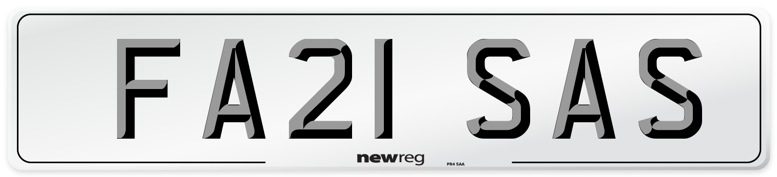 FA21 SAS Number Plate from New Reg